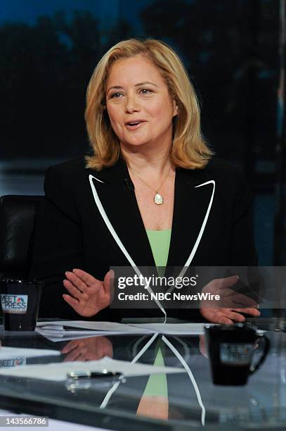 Pictured: – Hilary Rosen, Democratic Strategist, appears on "Meet the Press" in Washington D.C., Sunday, April 29, 2012.