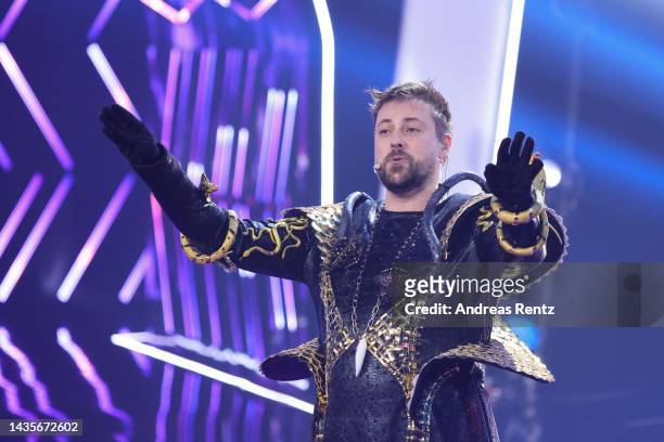 Felix von Jascheroff unmasked aka "Die Black Mamba" performs onstage during the 4th show of "The Masked Singer" on October 22, 2022 in Cologne,...