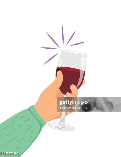 people toasting with wine or champagne on a transparent background - champagne flute transparent background stock illustrations