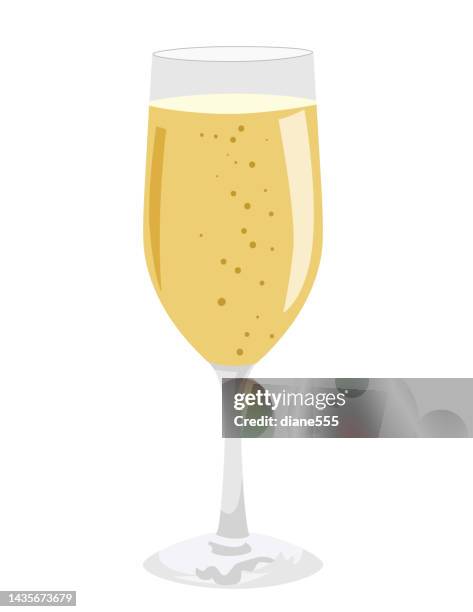 glass of champagne on a transparent background - champagne flute transparent background stock illustrations