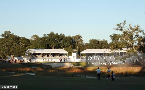 Rory McIlroy of Northern Ireland waits to play his shot on the 18th hole during the third round of the CJ Cup at Congaree Golf Club on October 22,...