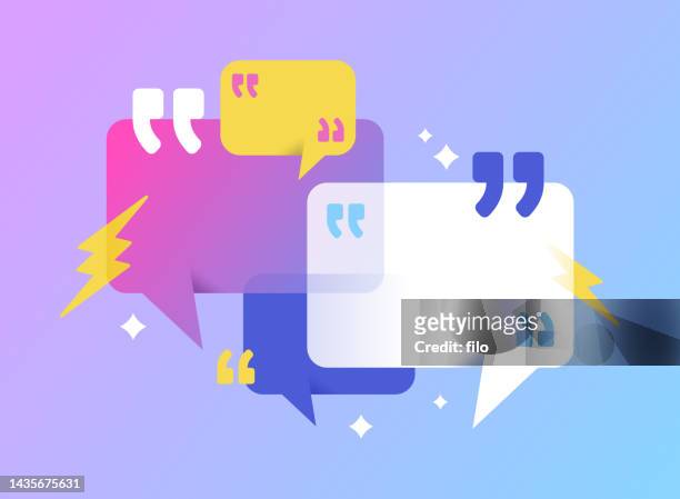 ilustraciones, imágenes clip art, dibujos animados e iconos de stock de hablar chatear burbuja de discurso cita comunicación - conversacion