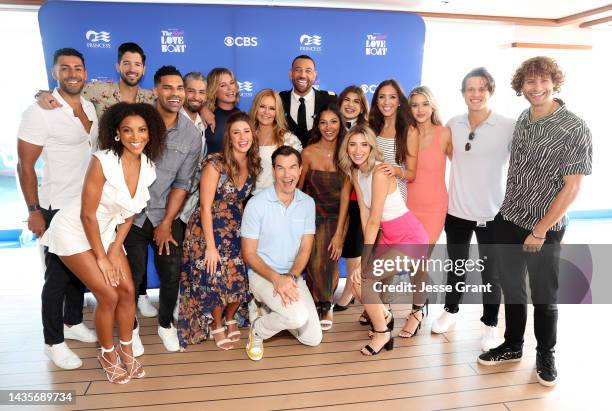Jil Whelan with the cast of The Real Love Boat aboard Discovery Princess on October 22, 2022 in San Pedro, California.
