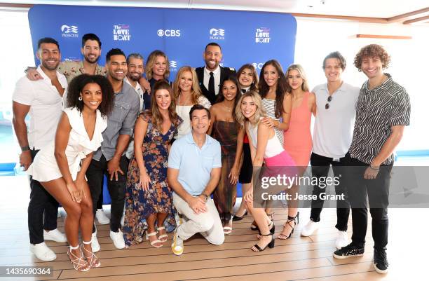 Jill Whelan with the cast of The Real Love Boat aboard Discovery Princess on October 22, 2022 in San Pedro, California.