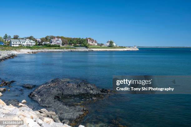 the eastern sea shore of newport, rhode island - newport rhode island stock pictures, royalty-free photos & images