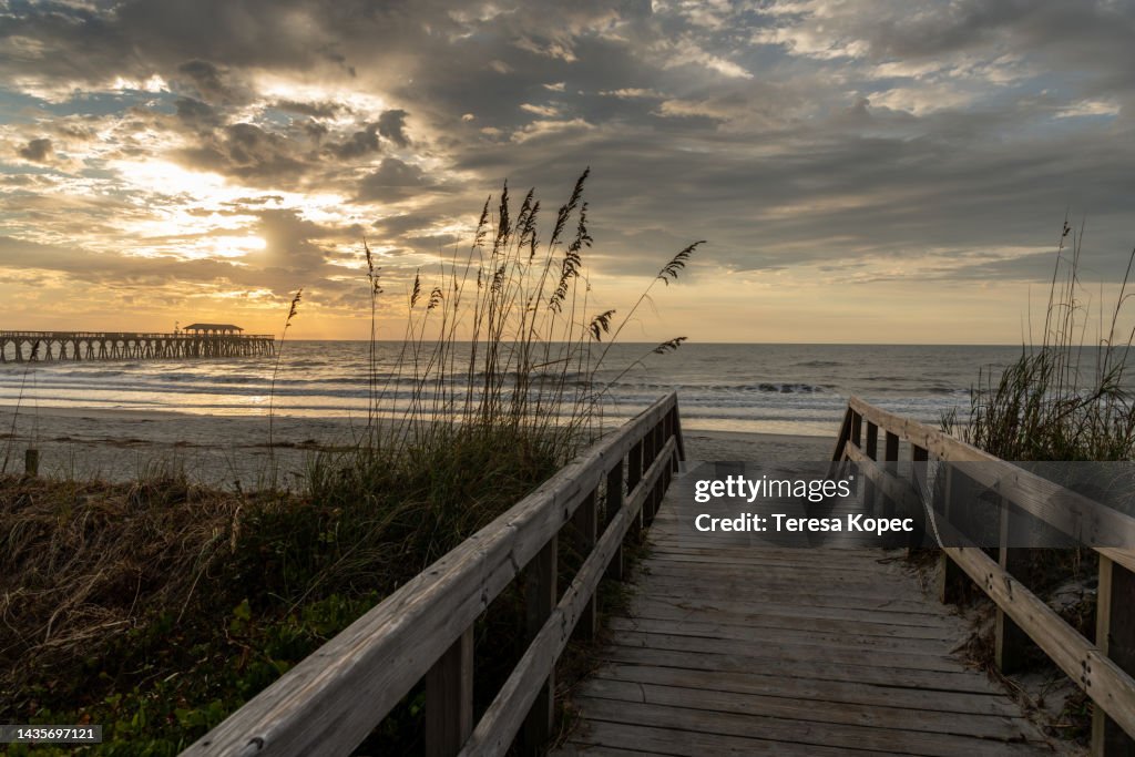 Sunrise At Myrtle Beach State Park In South Carolina Along The Atlantic