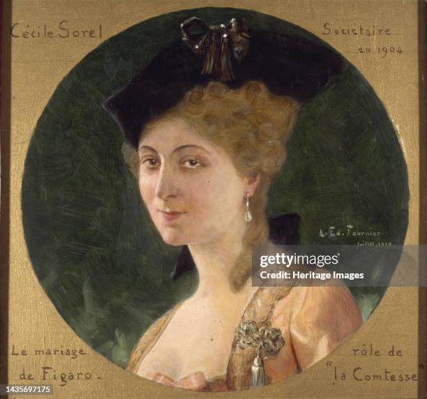 Portrait de Cécile Sorel , sociétaire de la Comédie-Française, dans le rôle de la comtesse du Mariage de Figaro, 07–1910. Artist Louis Edouard Paul...