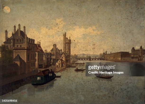 Hôtel de Conti, la Tour de Nesle, le Louvre, vus du Pont-Neuf, actuels 1er et 6ème arrondissements, c1885-1895. Artist Leon Rolla.