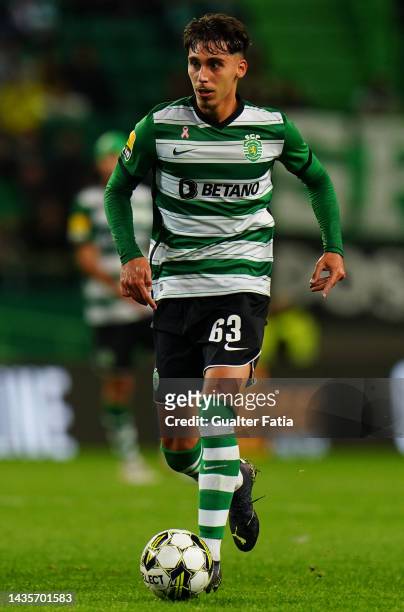Jose Marsa of Sporting CP in action during the Liga Bwin match between Sporting CP and Casa Pia AC at Estadio Jose Alvalade on October 22, 2022 in...