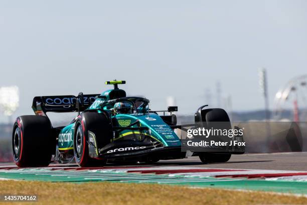 Sebastian Vettel of Aston Martin and Germany > during qualifying ahead of the F1 Grand Prix of USA at Circuit of The Americas on October 22, 2022 in...