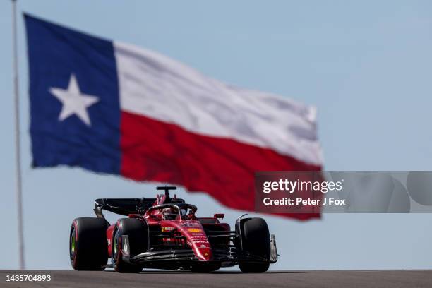 Charles Leclerc of Ferrari and Monaco during qualifying ahead of the F1 Grand Prix of USA at Circuit of The Americas on October 22, 2022 in Austin,...