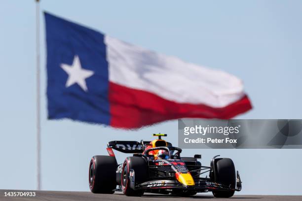 Sergio Perez of Mexico and Red Bull Racing during qualifying ahead of the F1 Grand Prix of USA at Circuit of The Americas on October 22, 2022 in...