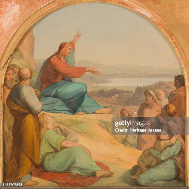 Esquisse pour l'église Sainte-Elisabeth : Le Sermon sur la montagne, 1849. The Sermon on the Mount. Artist Auguste Hesse.