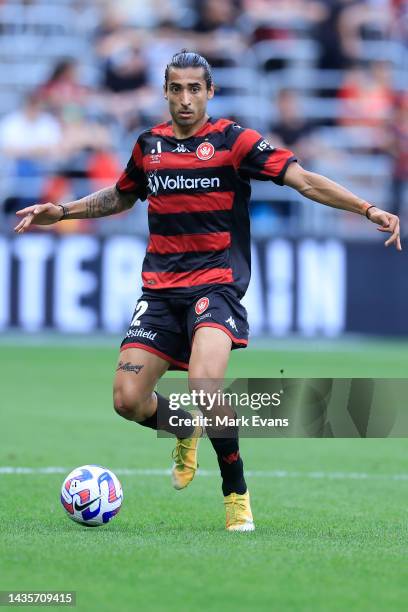 Gabriel Cleur of the Wanderers during the round three A-League Men's match between Western Sydney Wanderers and Brisbane Roar at CommBank Stadium, on...