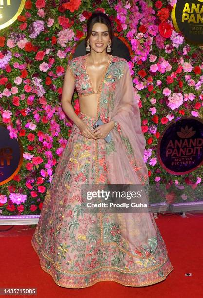 Kriti Sanon attends Anand Pandit's Dewali bash on October 22, 2022 in Mumbai, India.