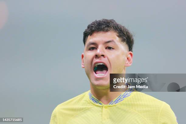 Richard Sanchez of America gestures during the semifinal second leg match between America and Toluca as part of the Torneo Apertura 2022 Liga MX at...