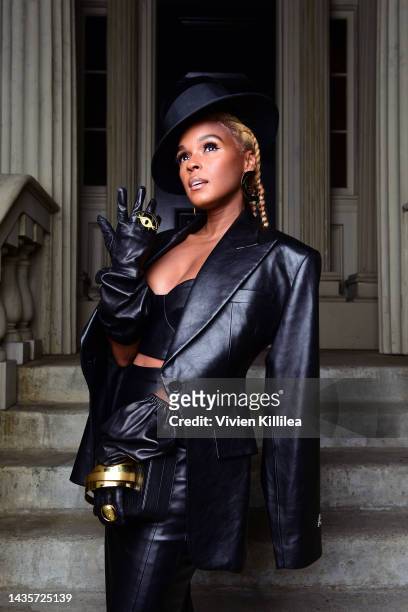 Janelle Monáe poses in the IMDb Portrait Studio at the 2022 Outfest Legacy Awards Gala at Paramount Studios on October 22, 2022 in Los Angeles,...