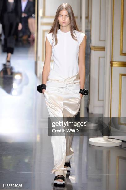 Model on the runway at Celine's spring 2013 show.