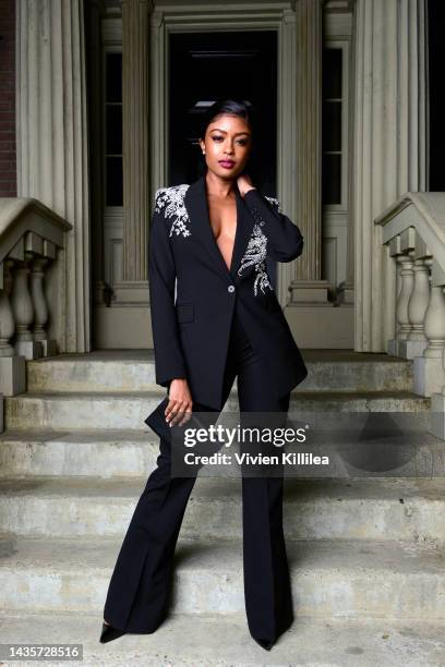 Javicia Leslie poses in the IMDb Portrait Studio at the 2022 Outfest Legacy Awards Gala at Paramount Studios on October 22, 2022 in Los Angeles,...