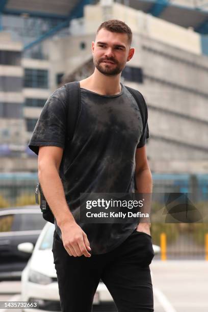 Isaac Humphries of United arrives during the round four NBL match between Melbourne United and Sydney Kings at John Cain Arena, on October 23 in...