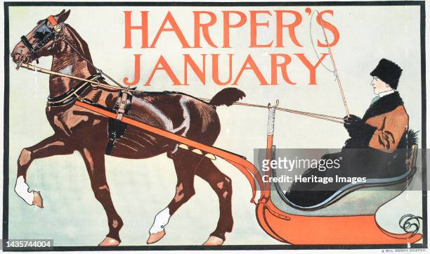 Harper's January, c1899. [Publisher: Harper Publications; Place: New York]. Artist Edward Penfield.
