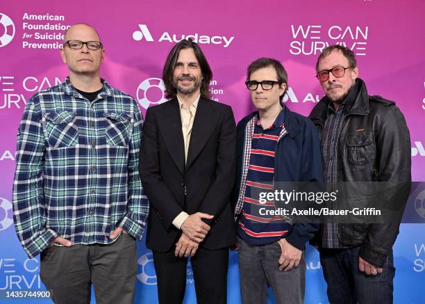 Patrick Wilson, Brian Bell, Rivers Cuomo and Scott Shriner of Weezer attend Audacy's 9th Annual We Can Survive Concert in Partnership with the...