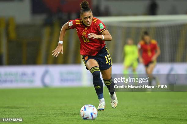 Carla Camacho Carrillo of Spain in action during the FIFA U-17 Women's World Cup 2022 Quarter-final, match between Japan and Spain at Pandit...