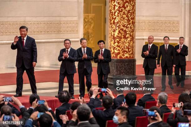 Members of the new Standing Committee of the Political Bureau of the Communist Party of China General Secretary and Chinese President Xi Jinping,...