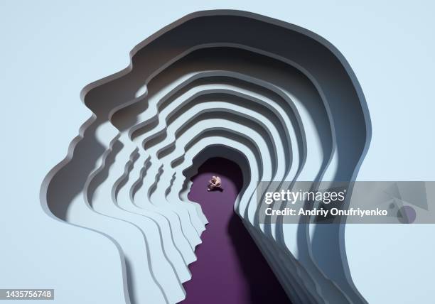 depression head silhouette - anxiety stockfoto's en -beelden