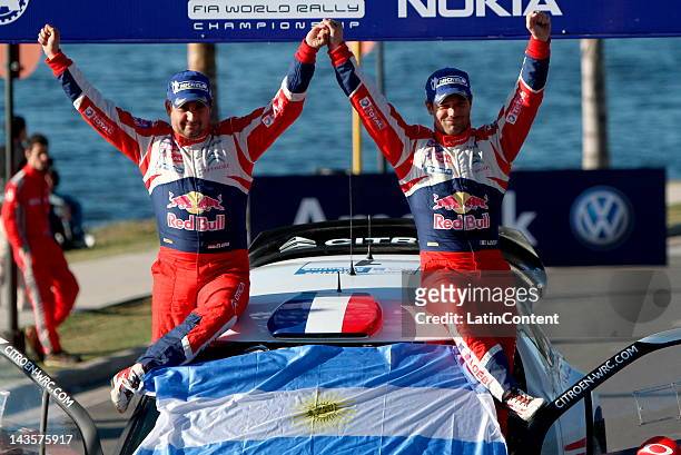 Pilots Sebastien Loeb and Daniel Elena From France during coronation ceremony at the 32 edition of rally Argentina on April 29, 2012 in Cordoba,...