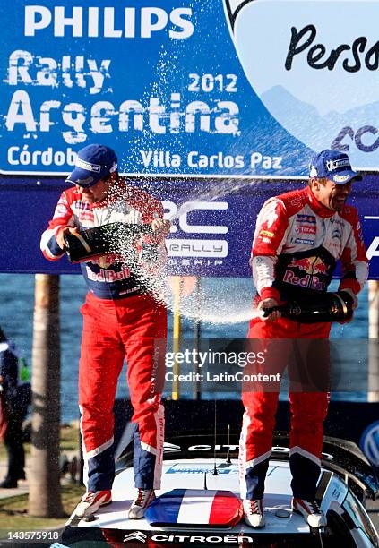 Pilots Sebastien Loeb and Daniel Elena From France during coronation ceremony at the 32 edition of rally Argentina on April 29, 2012 in Cordoba,...