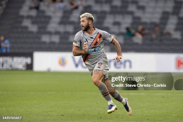 Charles Austin of the Roar during the round three A-League Men's match between Western Sydney Wanderers and Brisbane Roar at CommBank Stadium, on...