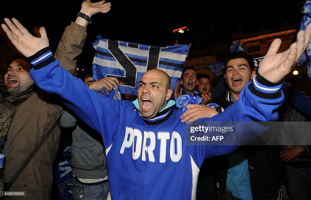 FC Porto's supporters celebrate in downt