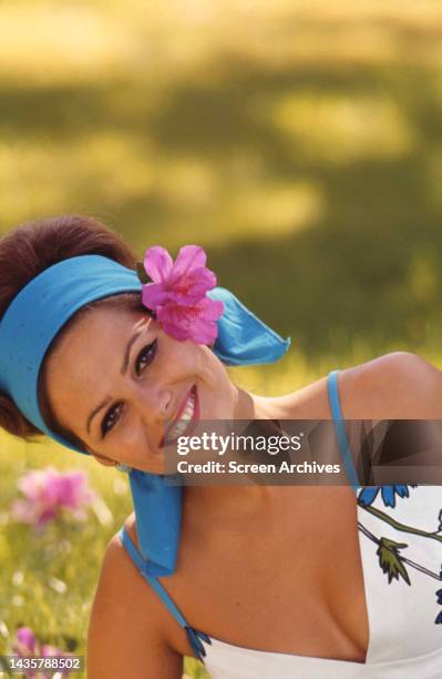 Claudia Cardinale colorful smiling glamour portrait circa 1965.