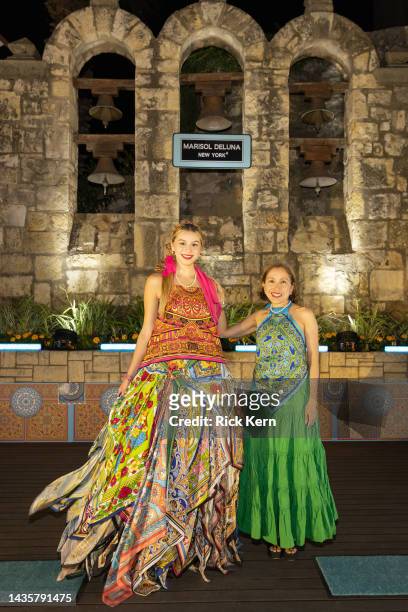 Designer Marisol Deluna and a model attend the Marisol Deluna Foundation Presents: An Evening of Fashion at the Arneson River Theater on October 22,...