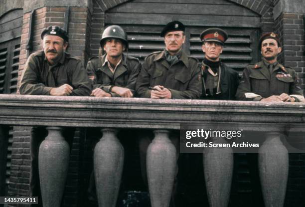 Bridge Too Far Michael Caine, Gene Hackman, Edward Fox, Dirk Bogarde and Ryan O'Neal from the 1976 Richard Attenborough world war 2 movie.
