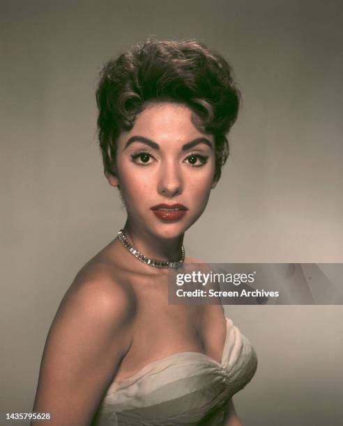 Rita Moreno Puerto Rican actress, dancer, and singer stunning glamour publicity portrait circa 1958 of the Oscar, Emmy, Golden Globe and Tony winning...