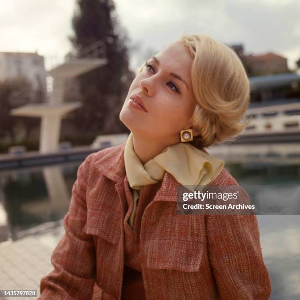 Jean Seberg vintage fashion glamour publicity portrait circa 1963.