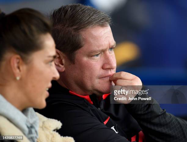 Matt Beard manager of Liverpool Women during the FA WSL match between Liverpool Women and Arsenal Women at Prenton Park on October 23, 2022 in...