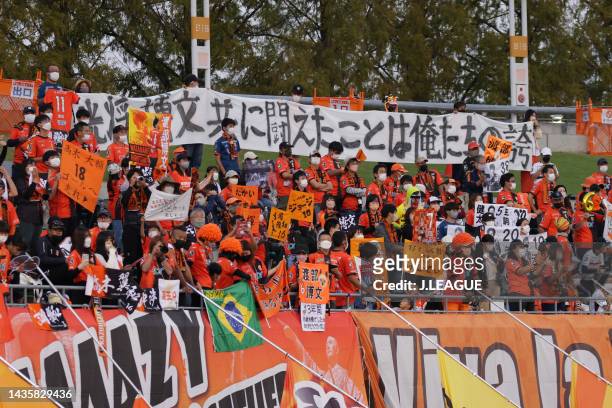 Renofa Yamaguchi FC supporters after the J.LEAGUE Meiji Yasuda J2 42nd Sec. Match between Renofa Yamaguchi FC and JEF United Chiba at Ishin Me-Life...