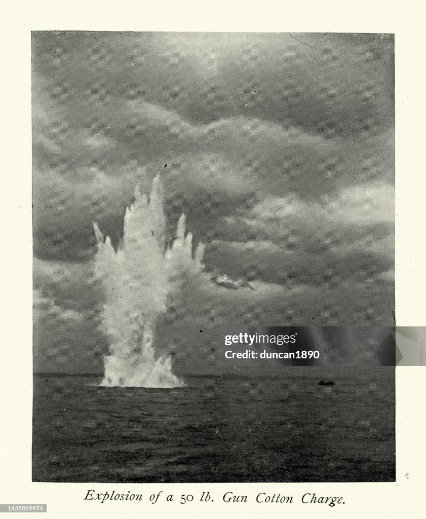 Victorian Exploding Bullets British Royal Navy Weapons Testing Explosion Of 50lb Gun Cotton Charge ...