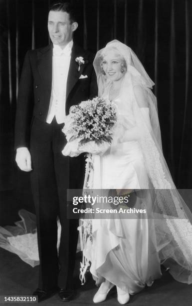 Bessie Love American-British actress pictured at her 1929 wedding to film producer William Hawks.