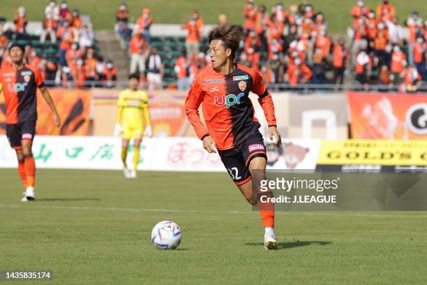 Kazuma TAKAI of Renofa Yamaguchi FC in action during the J.LEAGUE Meiji Yasuda J2 42nd Sec. Match between Renofa Yamaguchi FC and JEF United Chiba at...