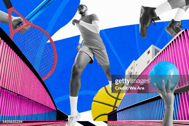 active lifestyle - professional sports collage stock pictures, royalty-free photos & images