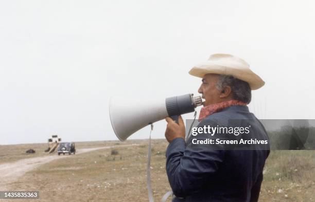 Federico Fellini directing Scene on Italian Movie Set.