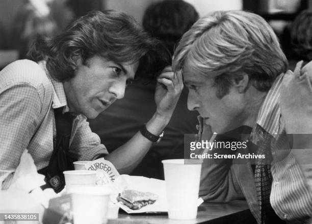 All The President's Men Dustin Hoffman and Robert Redford as reporters Carl Bernstein and Bob Woodward from the 1976 Watergate movie.