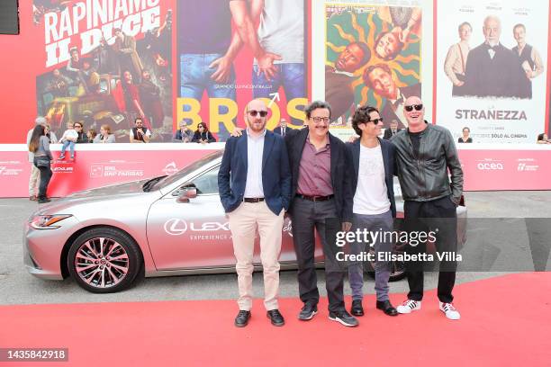 Carlo De Ruggieri, Massimo De Lorenzo, Andrea Sartoretti and Pietro Sermonti arrive on the red carpet ahead of the "Boris" screening during the 17th...