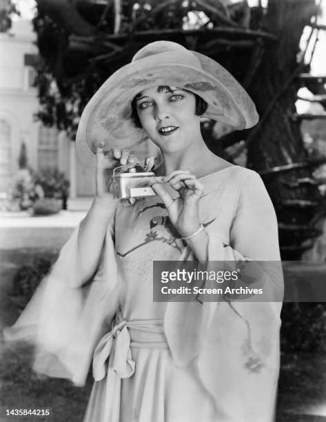 Blanche Mehaffey Pre Code Flapper Girl holding vintage vanity case 1920's.