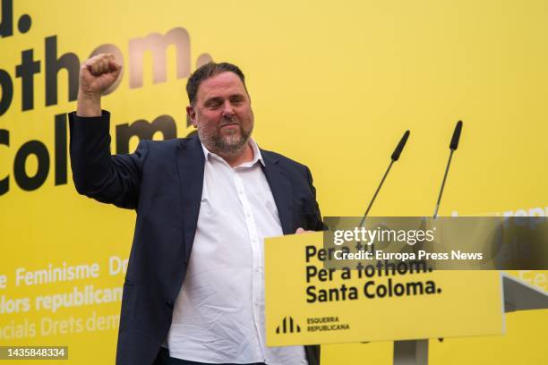 The president of Esquerra Republicana de Catalunya , Oriol Junqueras, speaks during the presentation of the ERC spokesman in Congress, Gabriel...