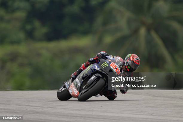 Fabio Quartararo of France and Monster Energy Yamaha MotoGP Team rounds the bend during the MotoGP race during the MotoGP of Malaysia - Race at...